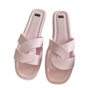 BP. Ariya Faux Leather Slide Sandals in Pink